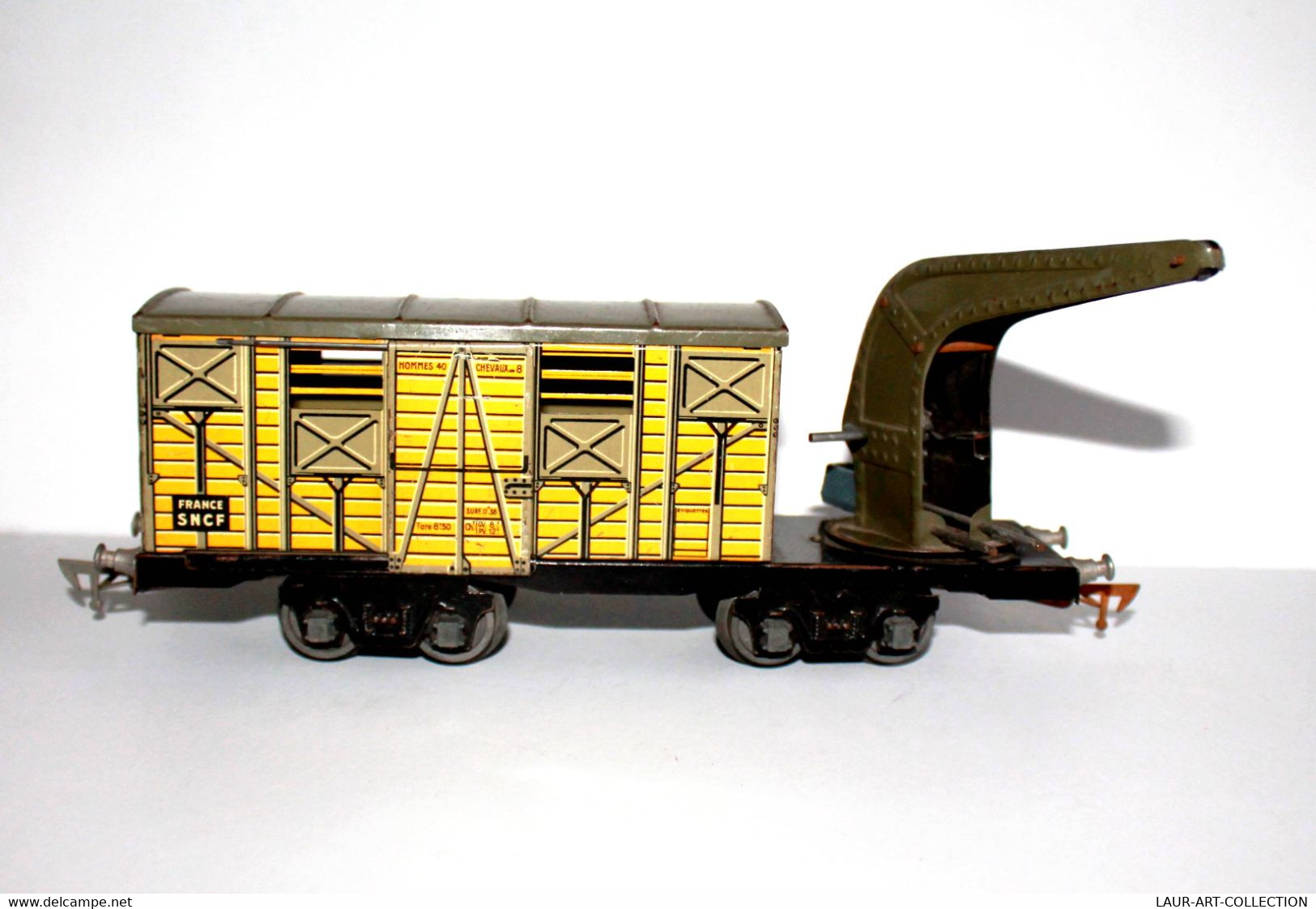 JEP - RARE WAGON SNCF HOMMES 40 CHEVAUX 8 AVEC POULIE / PALAN DE LEVAGE - ECH:O UNIS FRANCE MODELISME FERROVIAIRE   (15) - Vagoni Merci