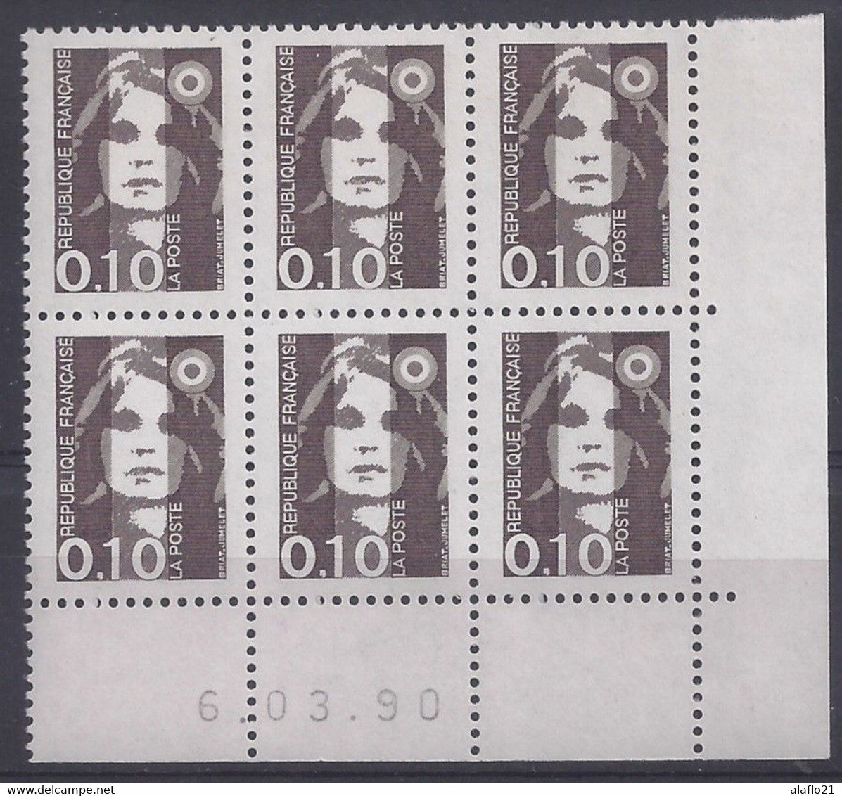 MARIANNE BRIAT N° 2617 - Bloc De 6 COIN DATE - NEUF SANS CHARNIERE - 6/03/90 - 1980-1989