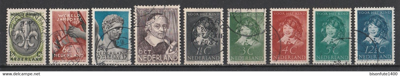 Pays-Bas 1937 : Timbres Yvert & Tellier N° 292 - 293 - 294 - 297 - 299 - 300 - 301 - 302 Et 303 Oblitérés. - Usati