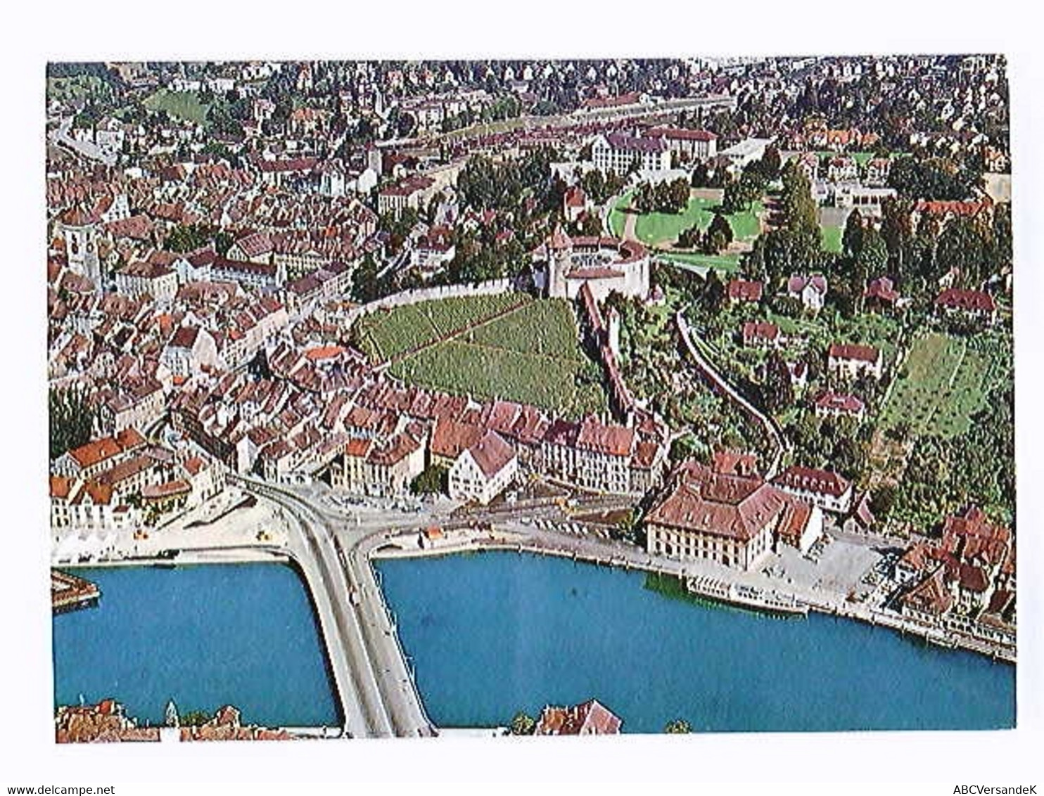 Schaffhausen, Rhein Mit Schifflände, Munot Und Altstadt, Flugaufnahme, AK, Ungelaufen, Ca. 1965 - Hausen Am Albis 