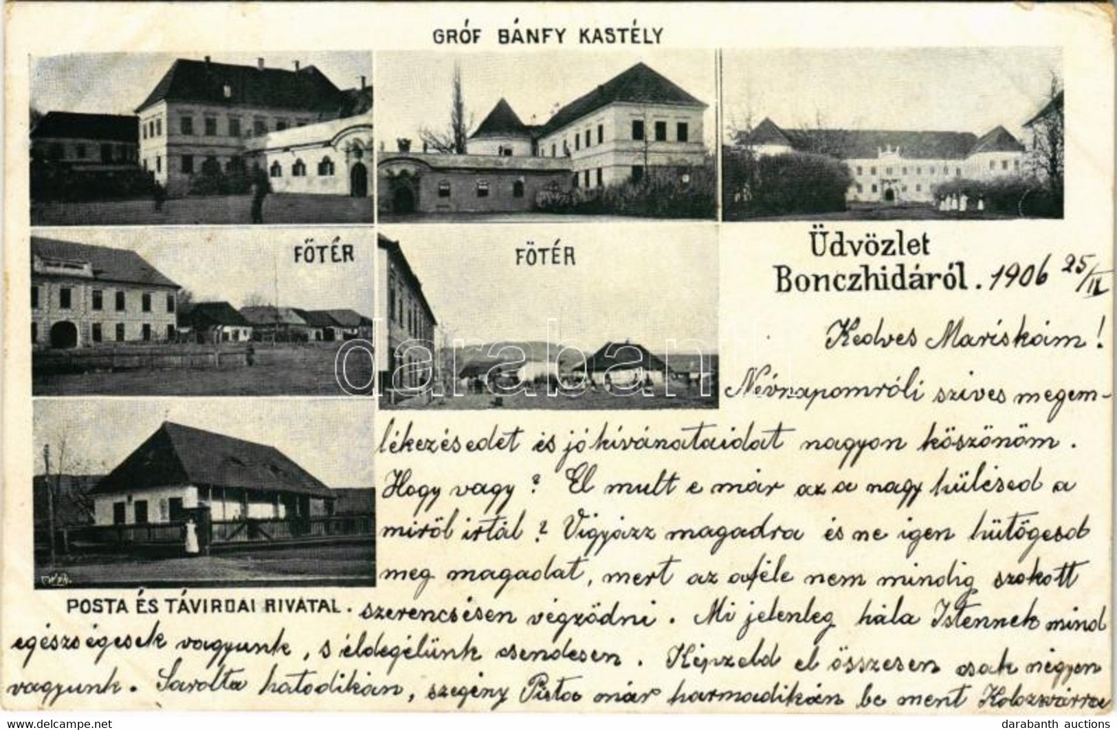 T2/T3 1906 Bonchida, Bontida; Gróf Bánfy Kastély, Fő Tér, Posta és Távirda Hivatal / Castle, Main Square, Post And Teleg - Unclassified