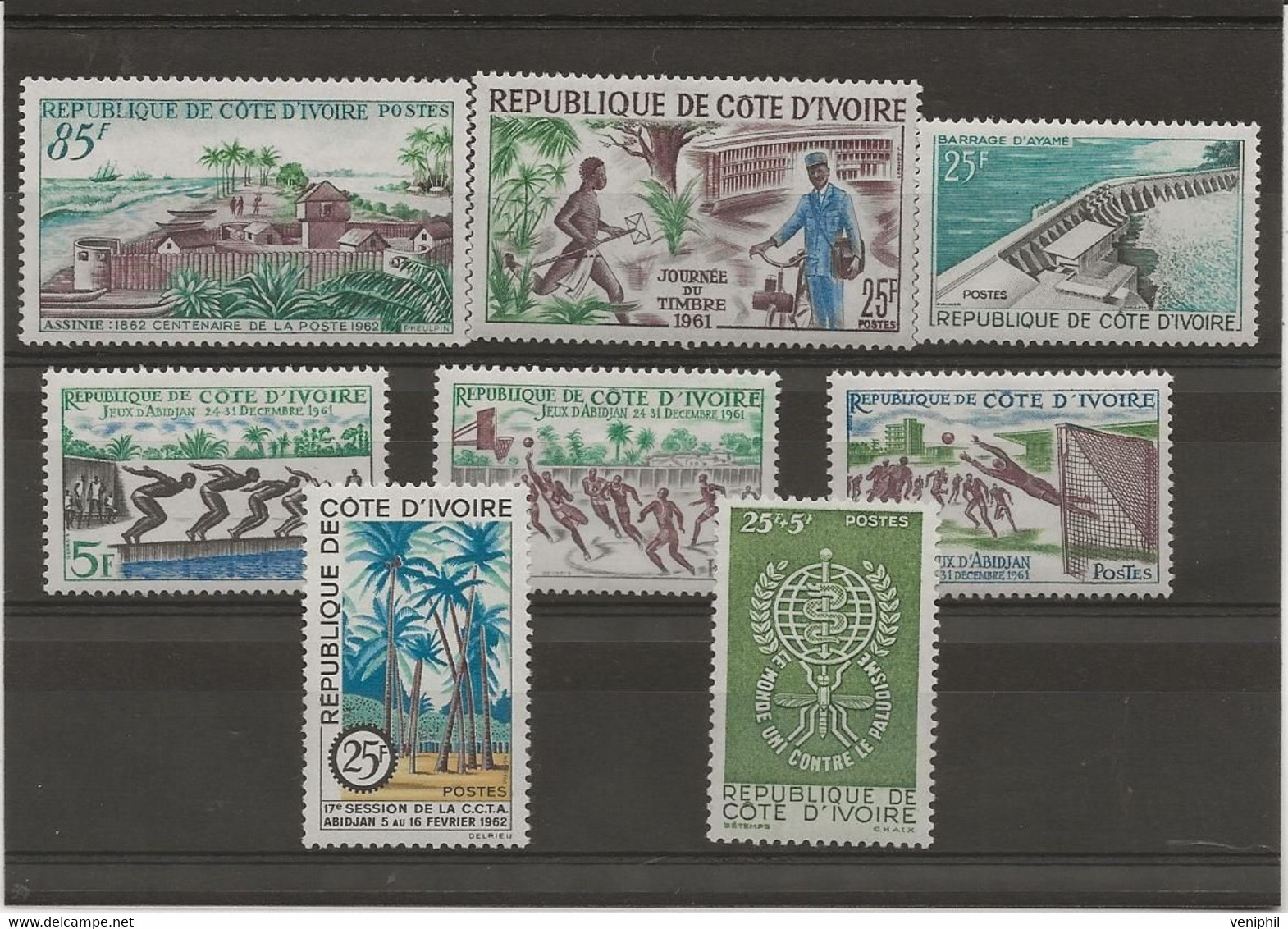 COTE D'IVOIRE N° 199 A 206 - NEUF INFIME CHARNIERE - ANNEE 1961-62 - Côte D'Ivoire (1960-...)