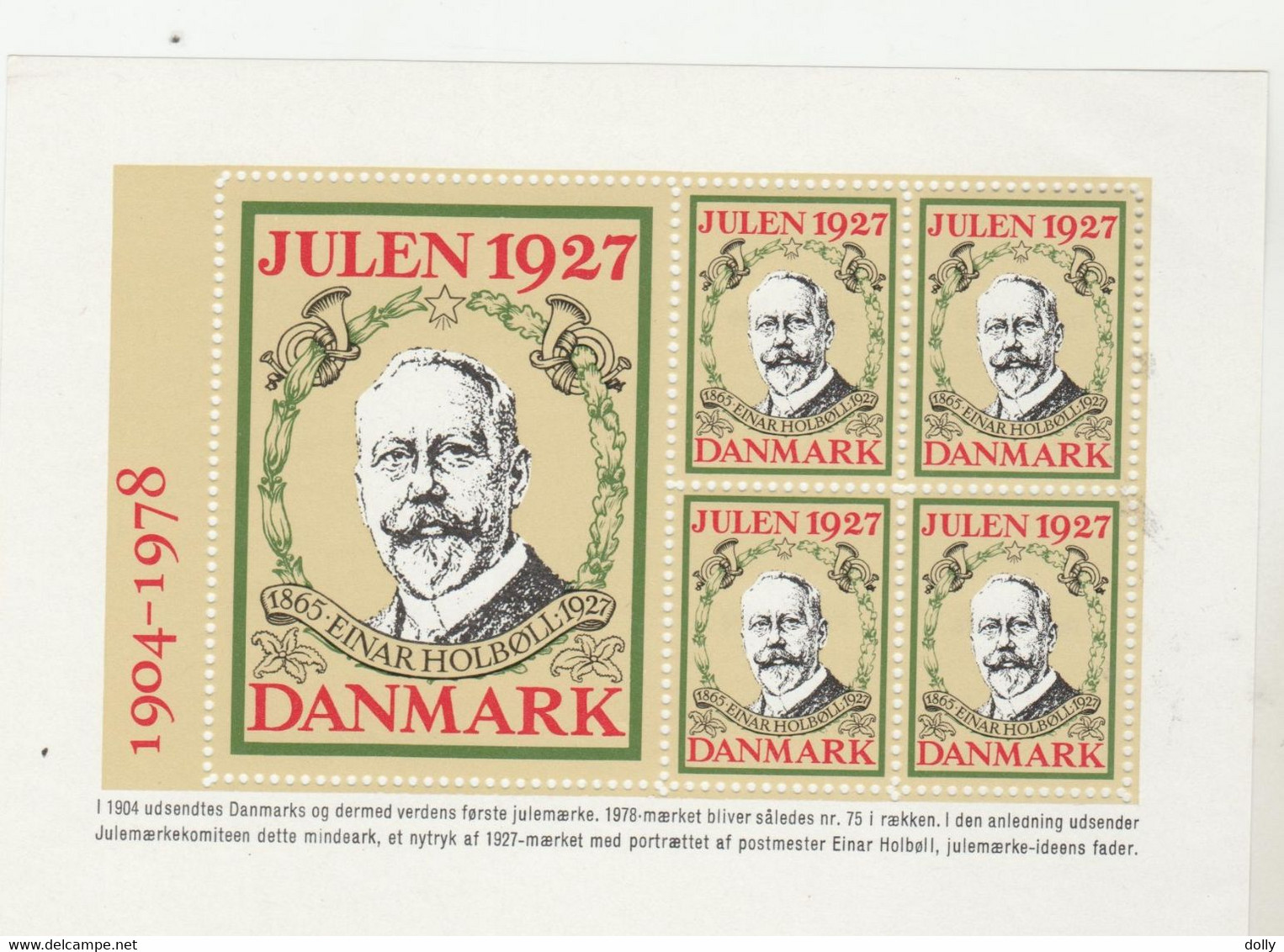 TIMBRES DU DANEMARK SUR FEUILLES BLOCS  1904-78   JULEN 1927 DANMARK - Variétés Et Curiosités