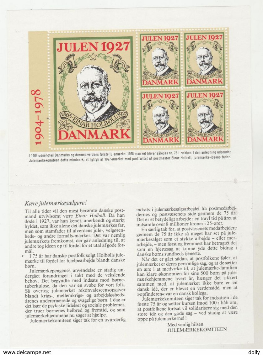 TIMBRES DU DANEMARK SUR FEUILLES BLOCS  1904-78   JULEN 1927 DANMARK - Abarten Und Kuriositäten