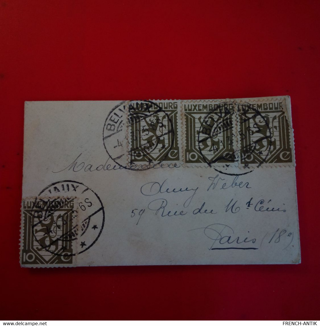 LETTRE LUXEMBOURG BELVAUX POUR PARIS - Cartas & Documentos