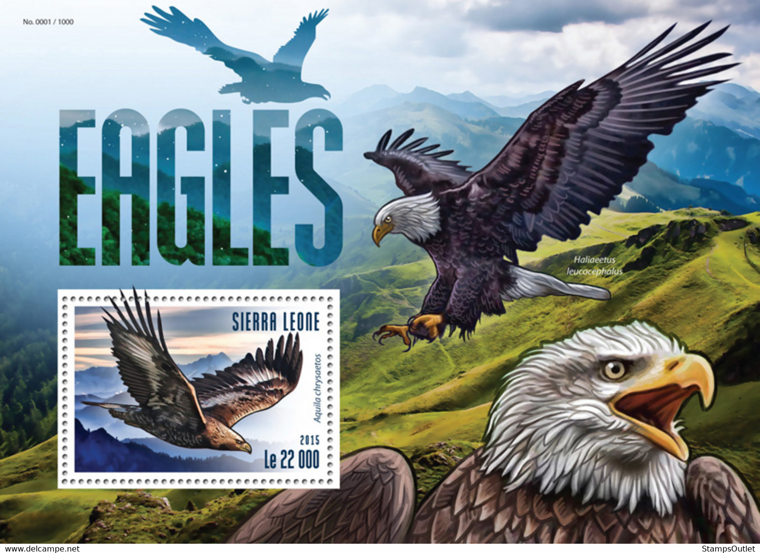 2015 SIERRA LEONE MNH. EAGLES  |  Yvert&Tellier Code: 776  |  Michel Code: 6366 / Bl.805  |  Scott Code: 3410 - Sierra Leone (1961-...)