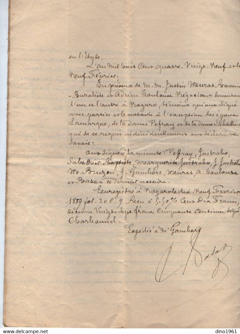 VP19.065 - Acte De 1889 - Vente D'une Maison Située à NOGARO Par La Famille JUSTRALEO à Mr GAMBARS De SAINT GAUDENS - Manuscrits