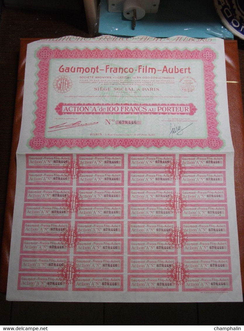 Actions - Gaumont-Franco-Film-Aubert à Paris (75) - 13 Juin 1930 - Action Au Porteur - Cinéma & Théatre
