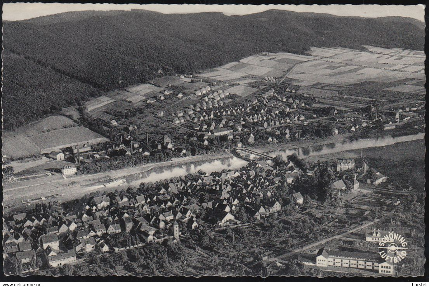 D-37619 Bodenwerder - Weser - Alte Ortsansicht - Schöning Luftbild - Air View ( Echt Foto) - Bodenwerder