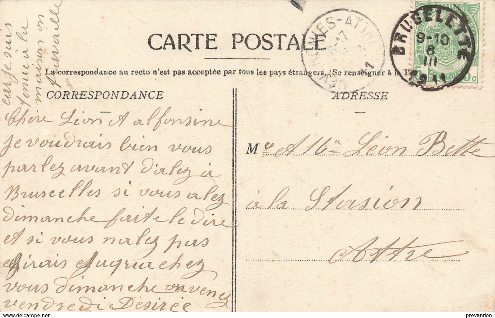 BRUGELETTE - Maison Communale - Carte Circulé En 1911 - Brugelette