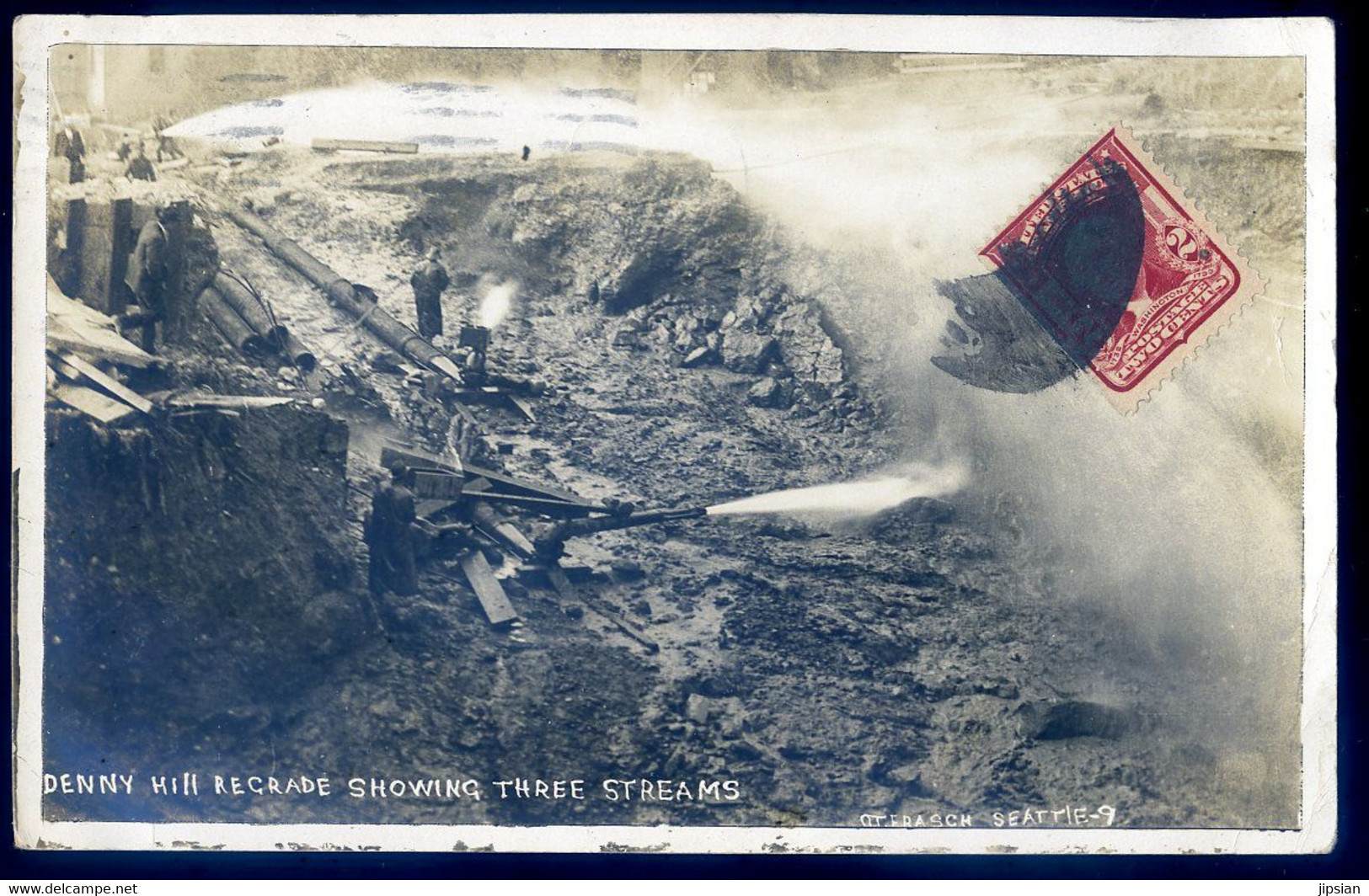 Cpa Carte Photo  USA Washington Seattle -- Denny Hill Regrade Showing Three Streams  In 1910   JA22-63 - Seattle