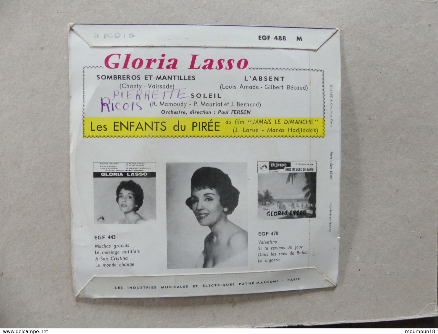 Gloria Lasso Les Enfants Du Pirée EGF488 Marconi - 45 T - Maxi-Single