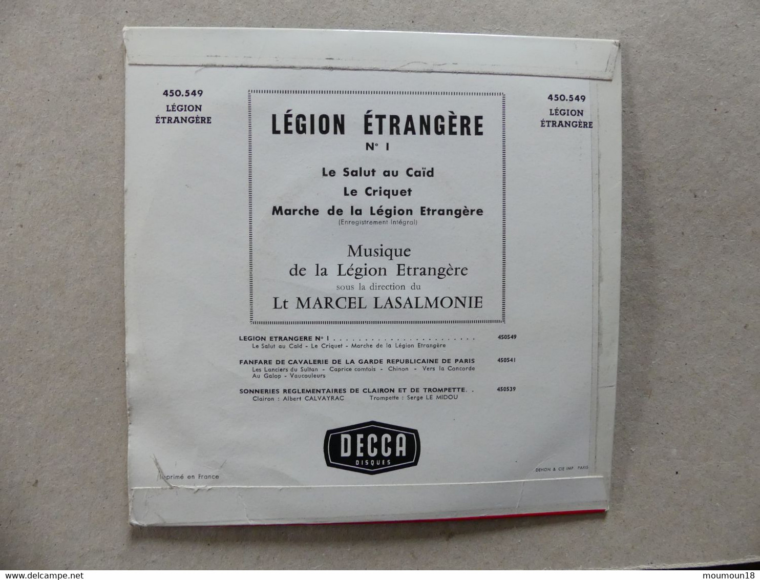 Légion étrangère Le Salut Au Caïd 450549 Decca - 45 T - Maxi-Single
