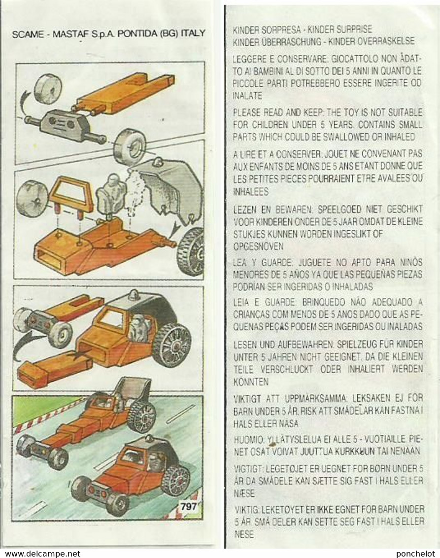 KINDER EU 1990 DRAGSTER BPZ K91 N 82 83 84 85 SCAME 797 - Istruzioni