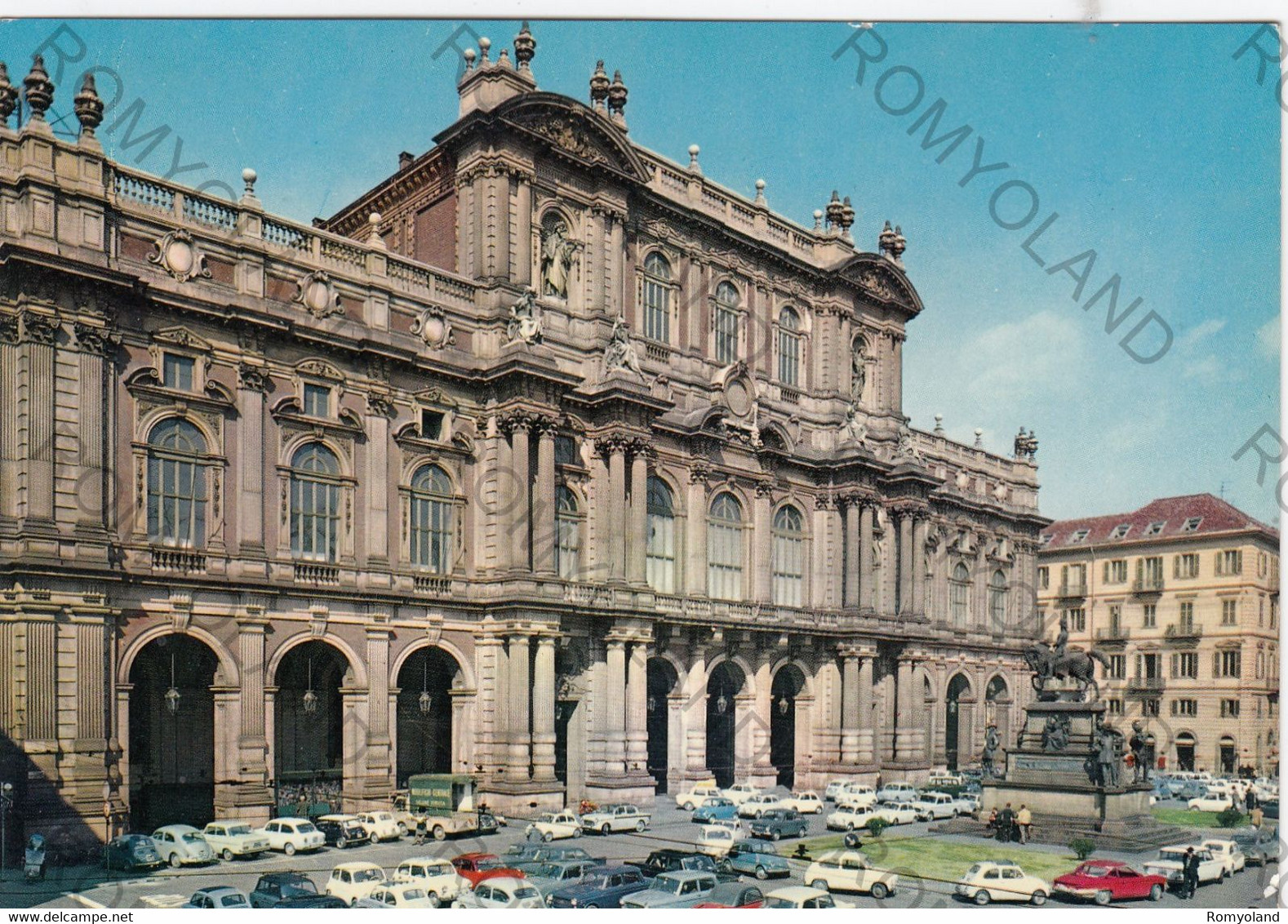 CARTOLINA  TORINO,PIEMONTE,PALAZZO CARIGNANO (BOLLATI 1864) E MONUMENTO A CARLO ALBERTO,BELLA ITALIA,NON VIAGGIATA - Palazzo Carignano