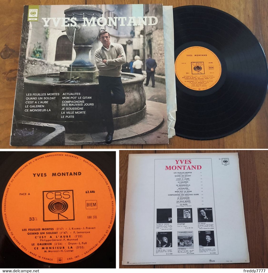 RARE French LP 33t RPM BIEM (12") YVES MONTAND (1968) - Collectors