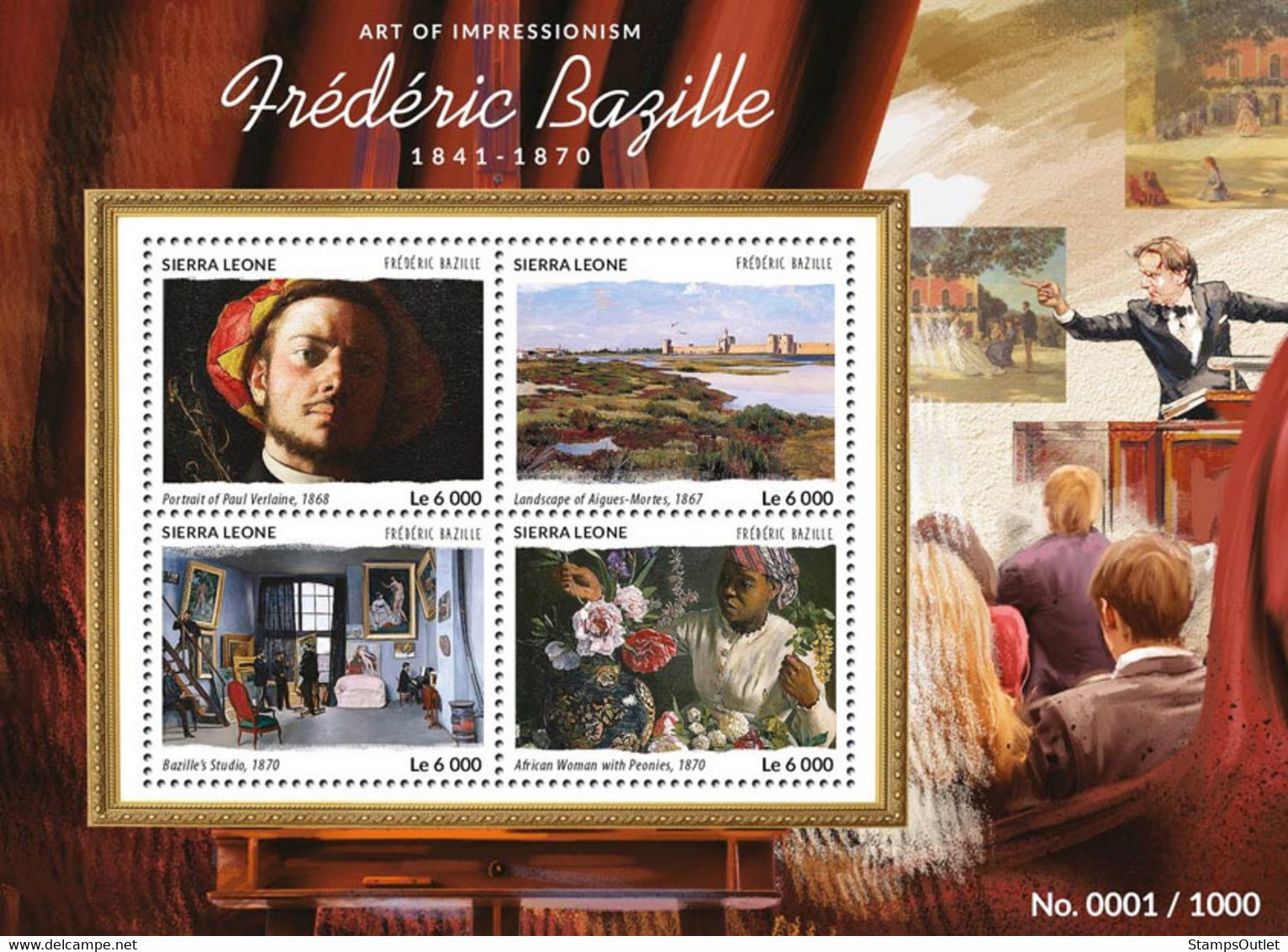 2015 SIERRA LEONE MNH. FREDERIC BAZILLE  Y.T. Code: 5353-5356  |  Michel Code: 6442-6445  |  Scott Code: 3423 - Sierra Leona (1961-...)