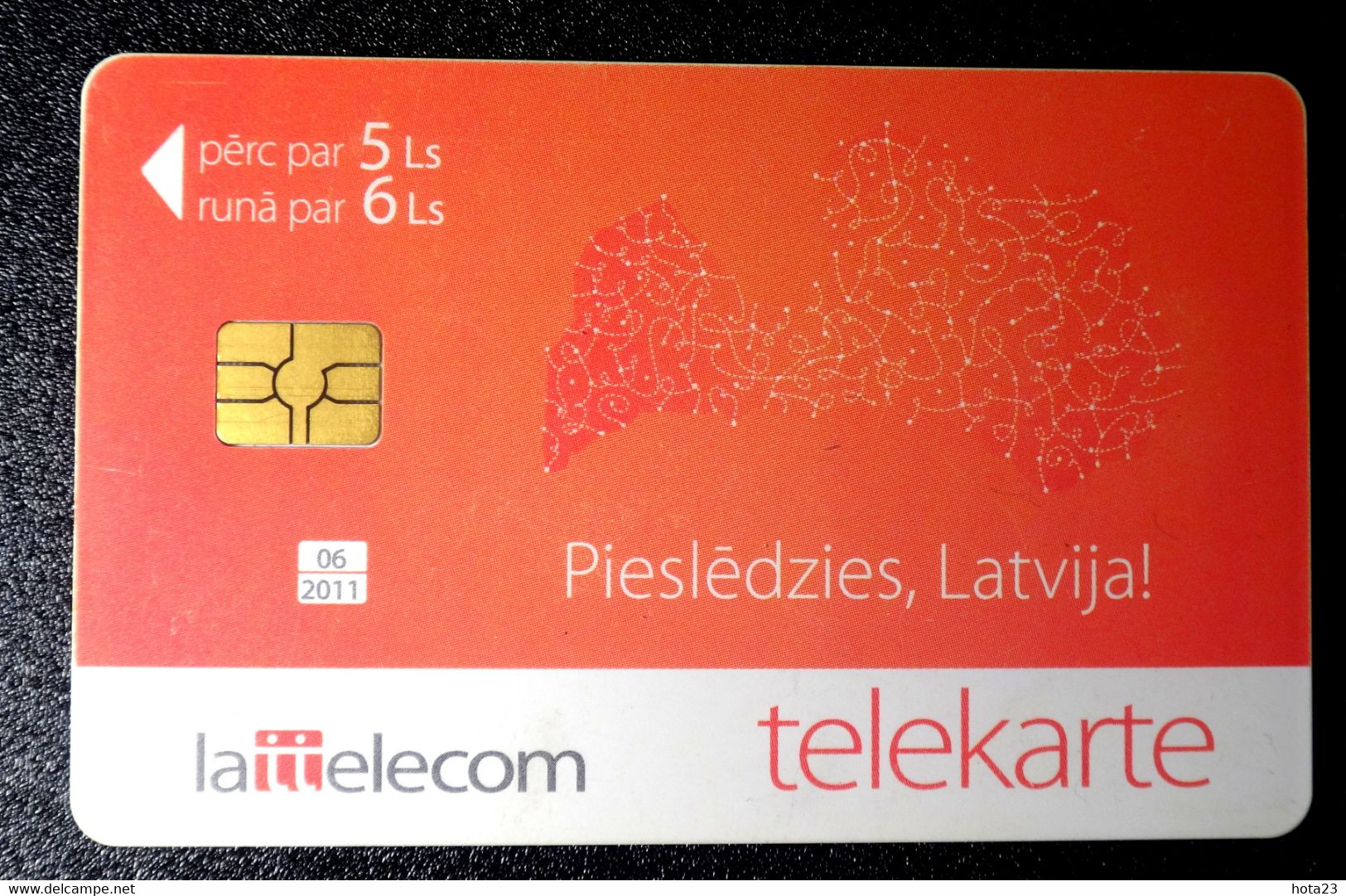 Lettland , Lettonia  2011 Map Of Latvia - KARTE  Chip Phone Card Big Face Value 5 Lats - Letonia