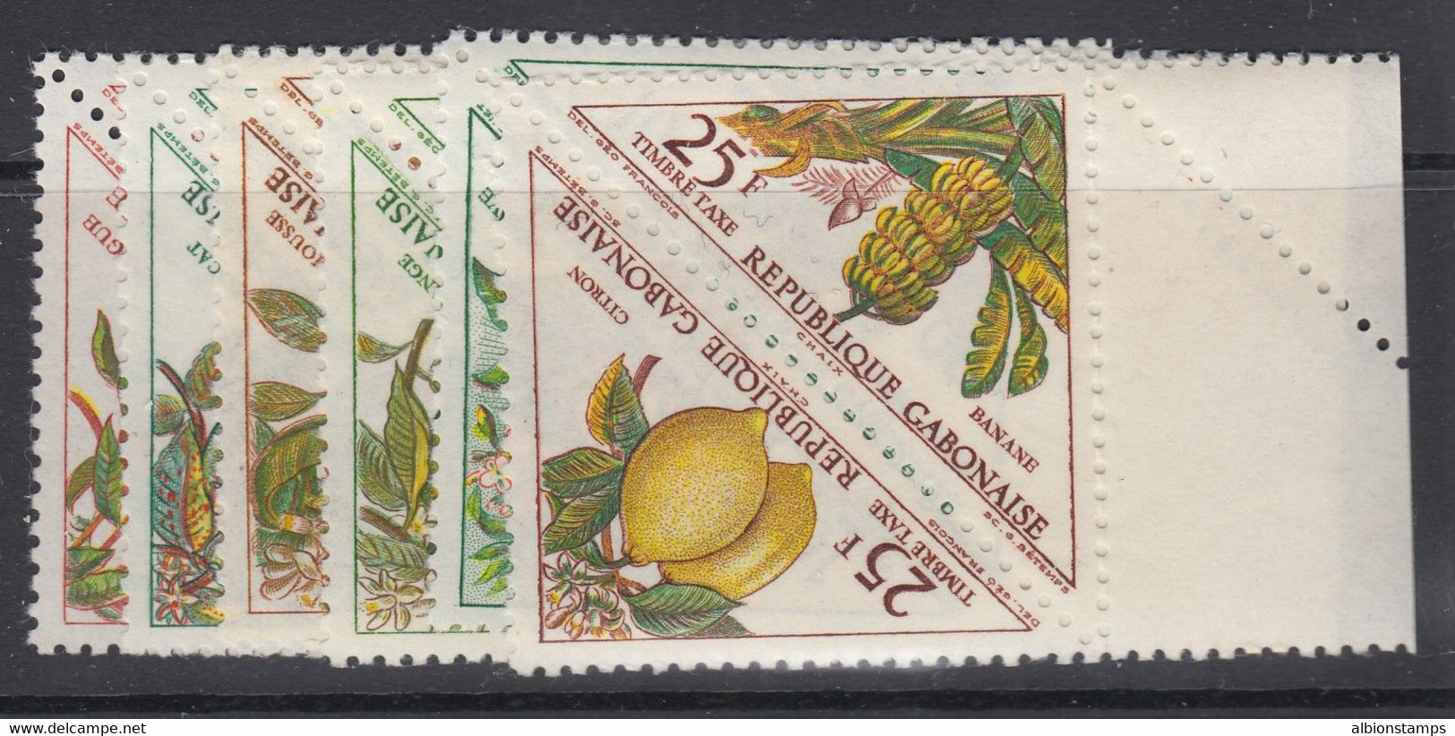 Gabon, Scott J34-J45, MNH Pairs - Segnatasse