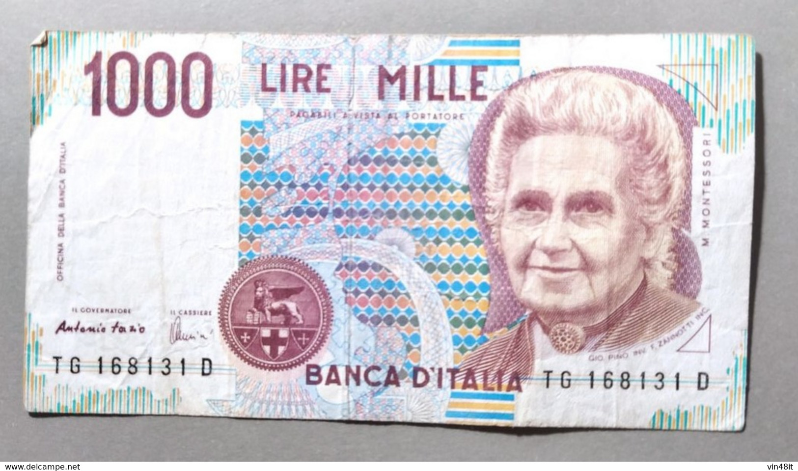 1990 -  ITALIA REPUBBLICA    - BANCONOTE DI LIRE 1.000 -  MONTESSORI - USATA  - - 1000 Lire