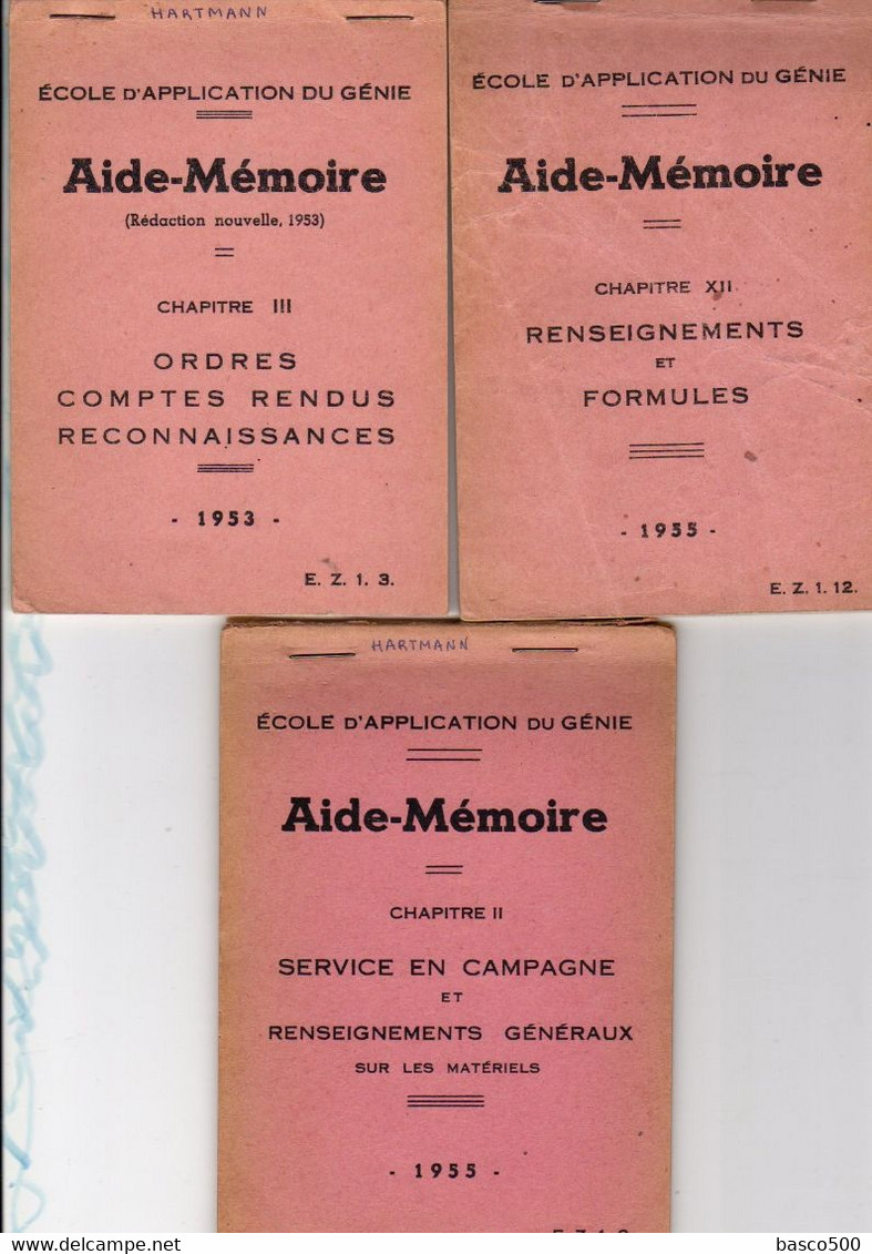 1955 ECOLE APPLICATION Du GENIE : 6 Aide-Mémoire Différents - Documenti