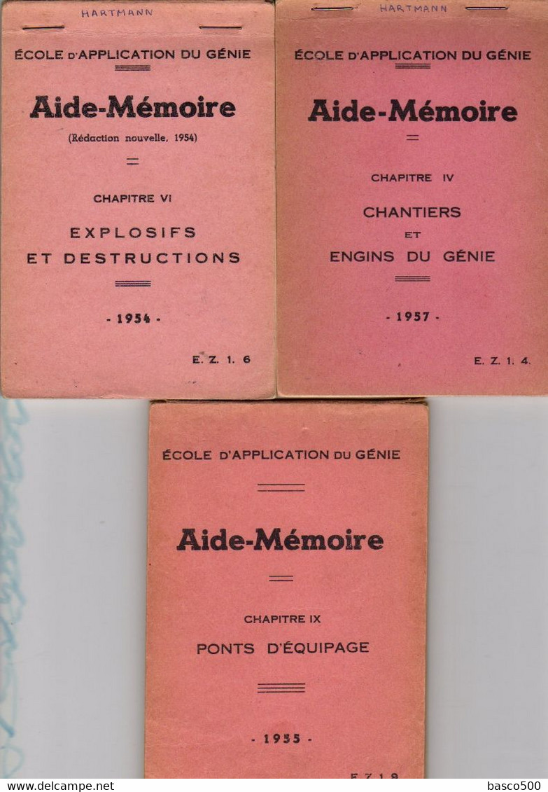 1955 ECOLE APPLICATION Du GENIE : 6 Aide-Mémoire Différents - Documenti