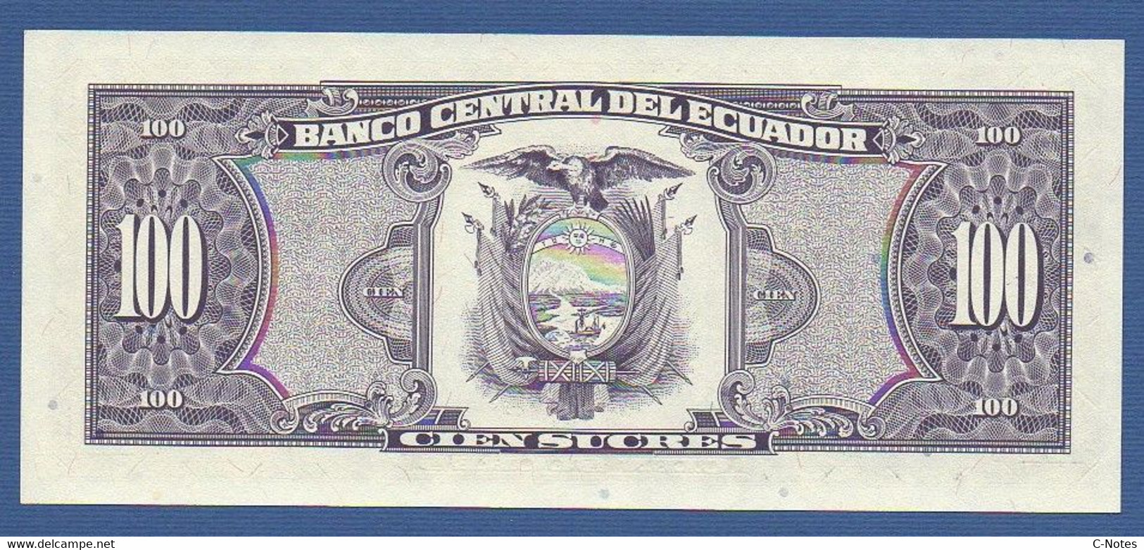 ECUADOR  - P.123Ab – 100 Sucres 04.12.1992 UNC, Series WE 00139236 - Equateur