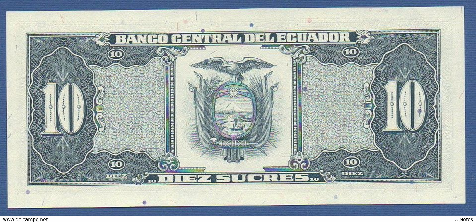 ECUADOR  - P.121 – 10 Sucres 22.11.1988 UNC, Series LP 07710529 - Equateur