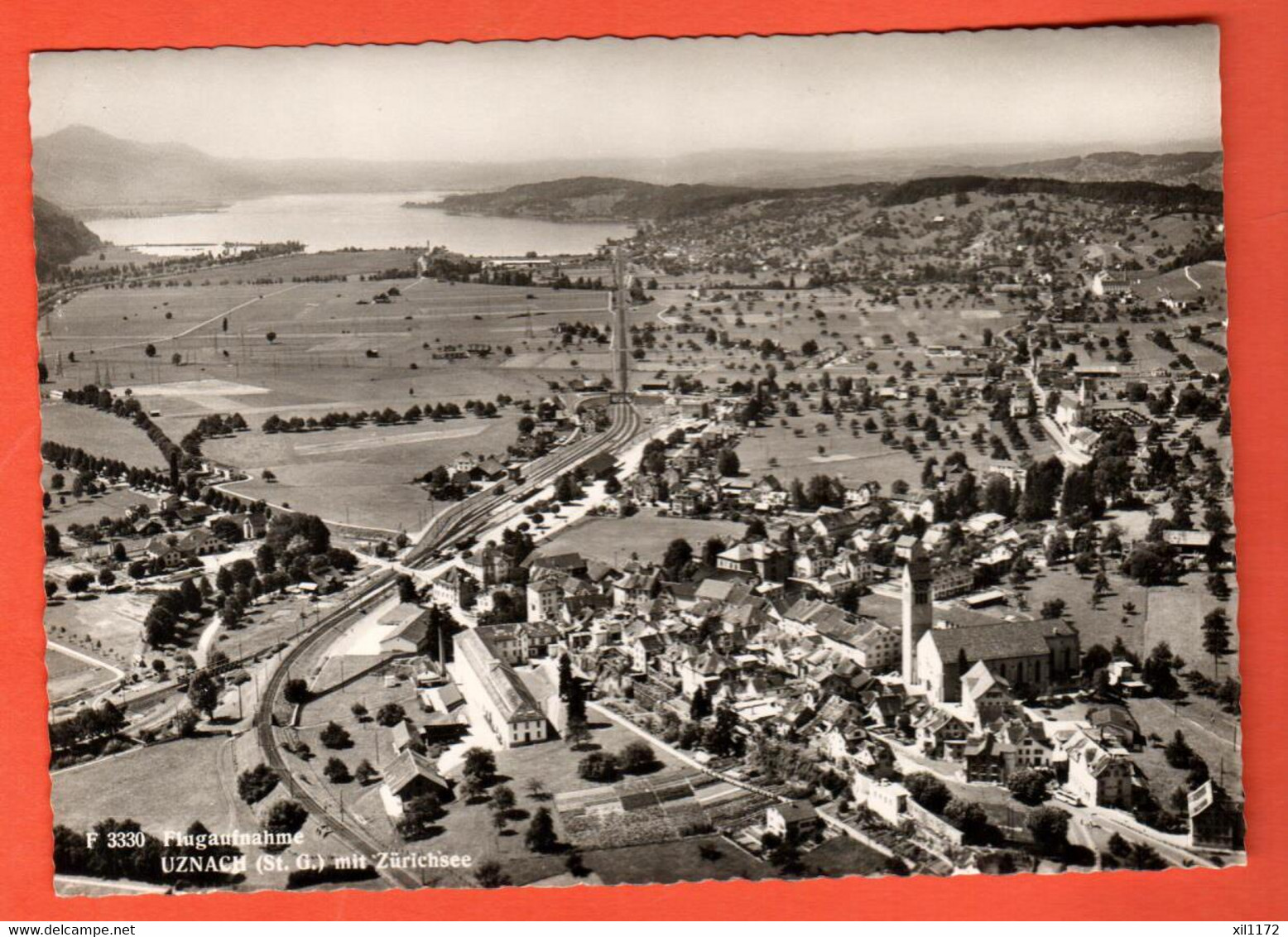 ZNF-40 Uznach  Flugaufnahme Mit Zürichsee   Gelaufen. Foto Gross 3330 - Uznach