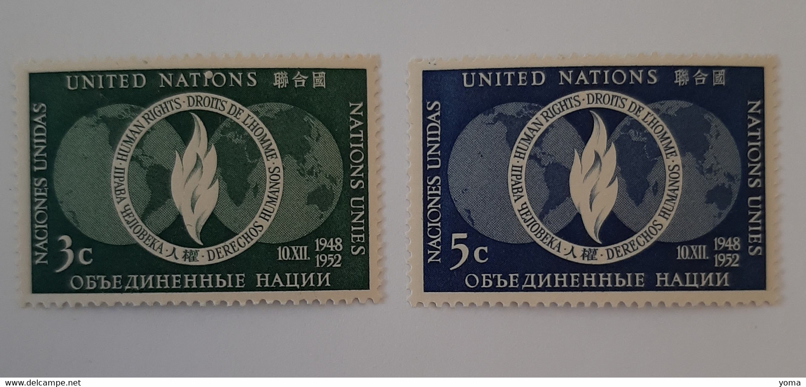 N° 13 Et 14       Déclaration Universelle Des Droits De L' Homme 1948-52  -  Neufs Sans Charnière - Unused Stamps