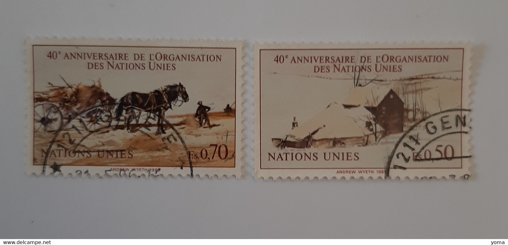 N° 133 Et 134       40 Ans De L' ONU - Gebraucht