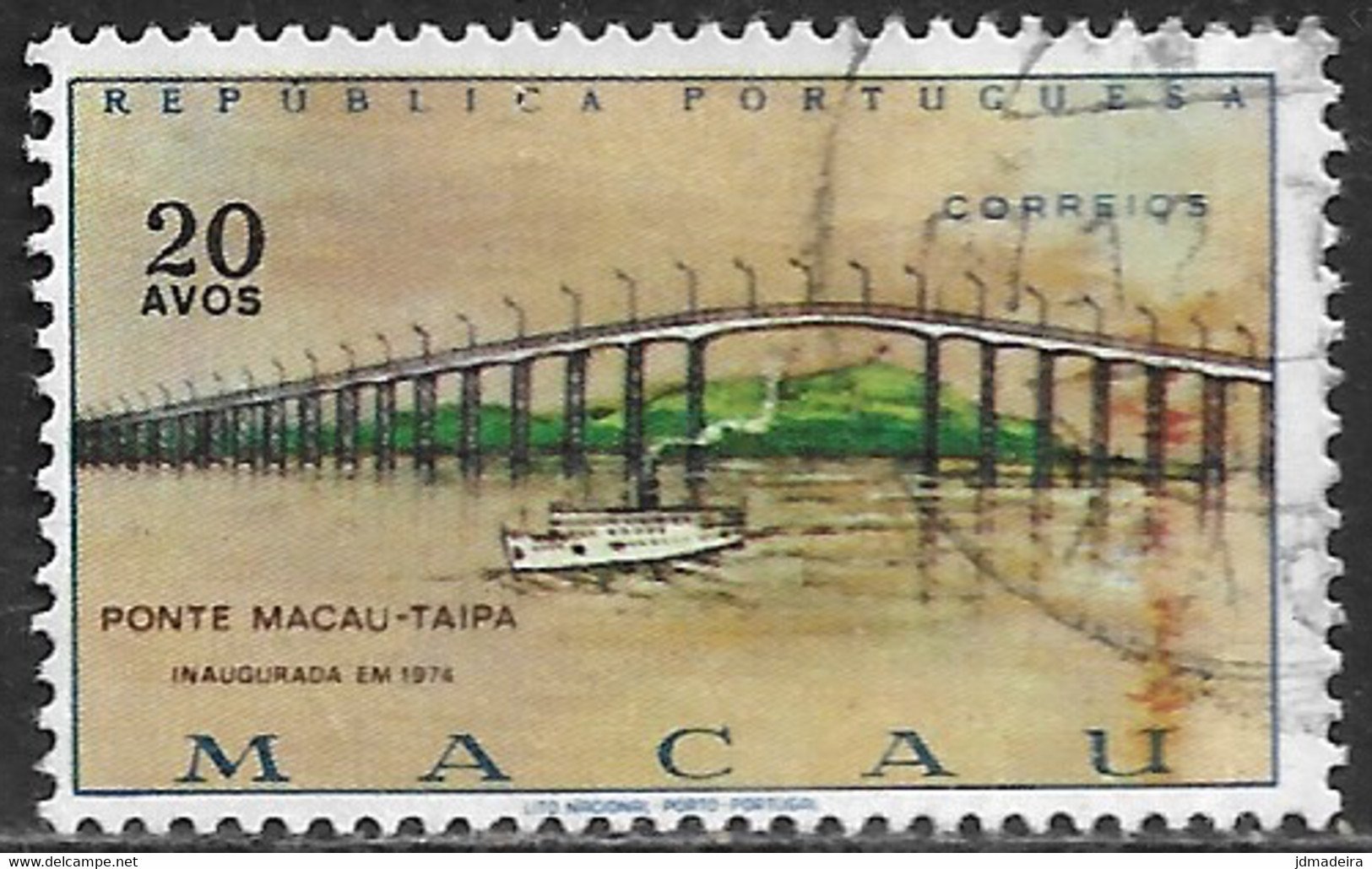 Macau Macao – 1974 Taipa Bridge 20 Avos Used Stamp - Used Stamps