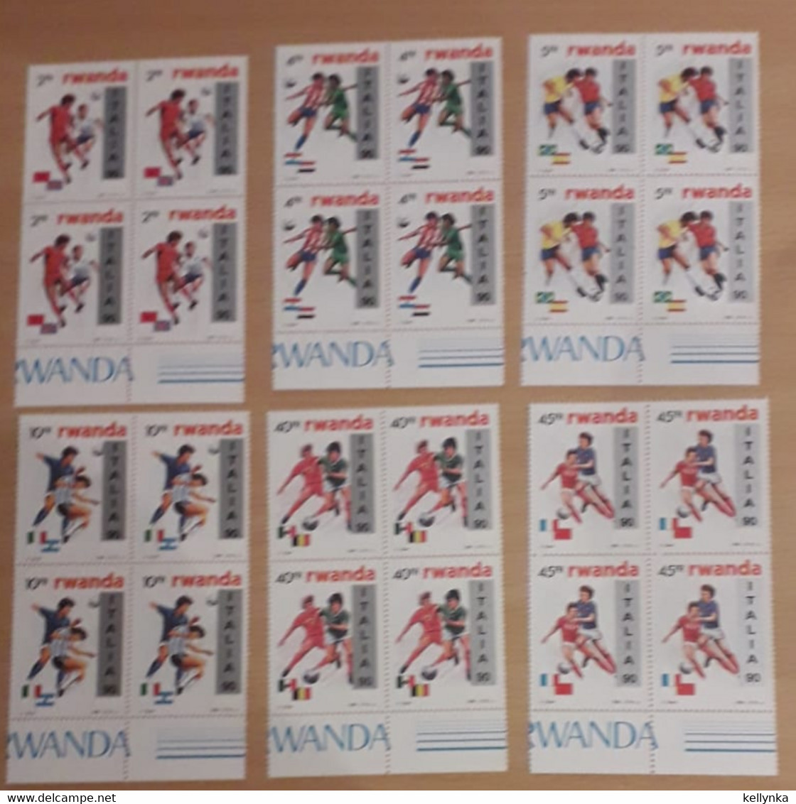 Rwanda - 1371/1376 - Coupe Du Monde Italia 90 - Buzin - Bloc De 4 - 1990 - MNH - Ongebruikt