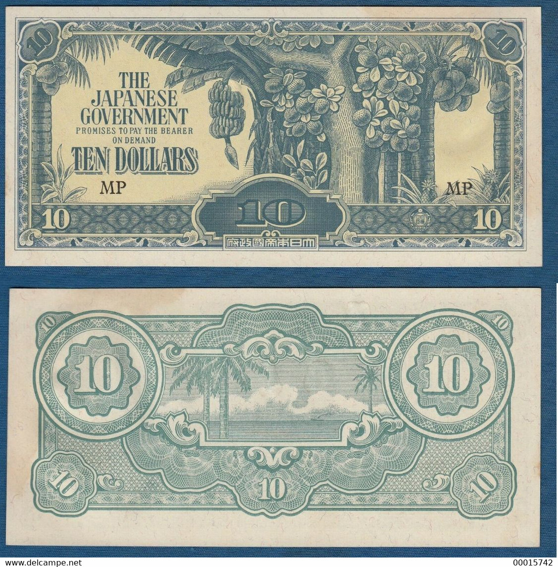 MALAYA JAPANESE OCCUPATION 50 CENTS + 1 DOLLAR + 10 DOLLAR 1942 WWII P-M4b UNC  D-0919 - Malaysia