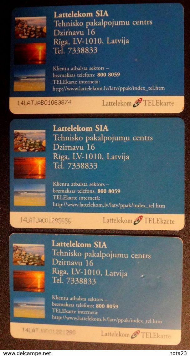 LATVIA Lettland , Lettonia -" The Baltic Sea "- 2 ; 5 ; 10 Lats - Full Set Of 3 Phone Cards - Lettonia