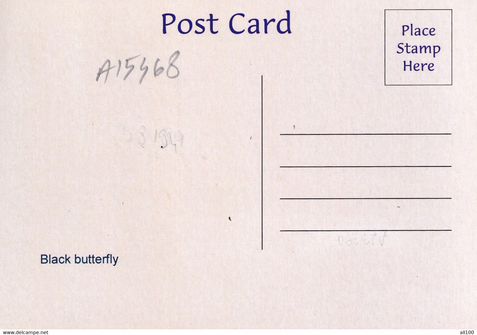A15468 - BLACK   BUTTERFLY  POSTCARD UNUSED - Papillons