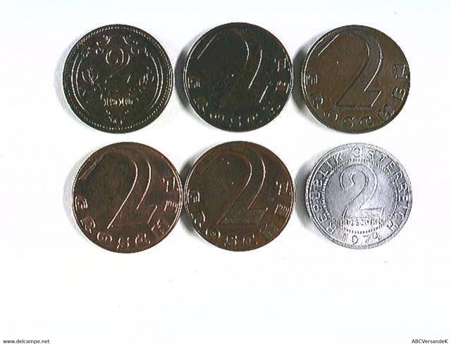 Münzen Östrreich, 6x 2 Groschen, Konvolut, 1910 - 1974 - Numismatica