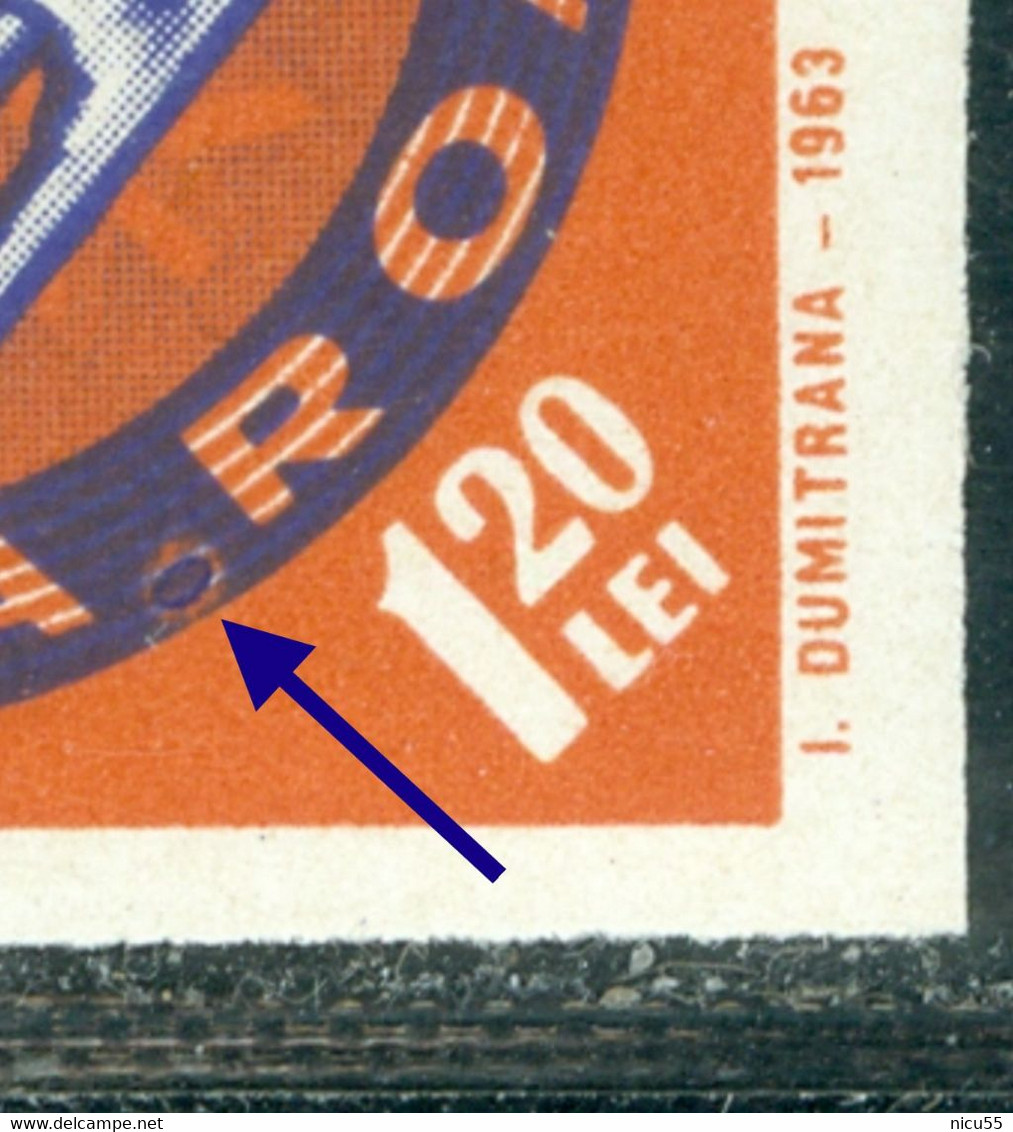 1963 Cross-country Skiing,Innsbruck Winter Olympics,Romania,Mi.2210,"Sun Eclipse" Error,VFU/1 - Errors, Freaks & Oddities (EFO)