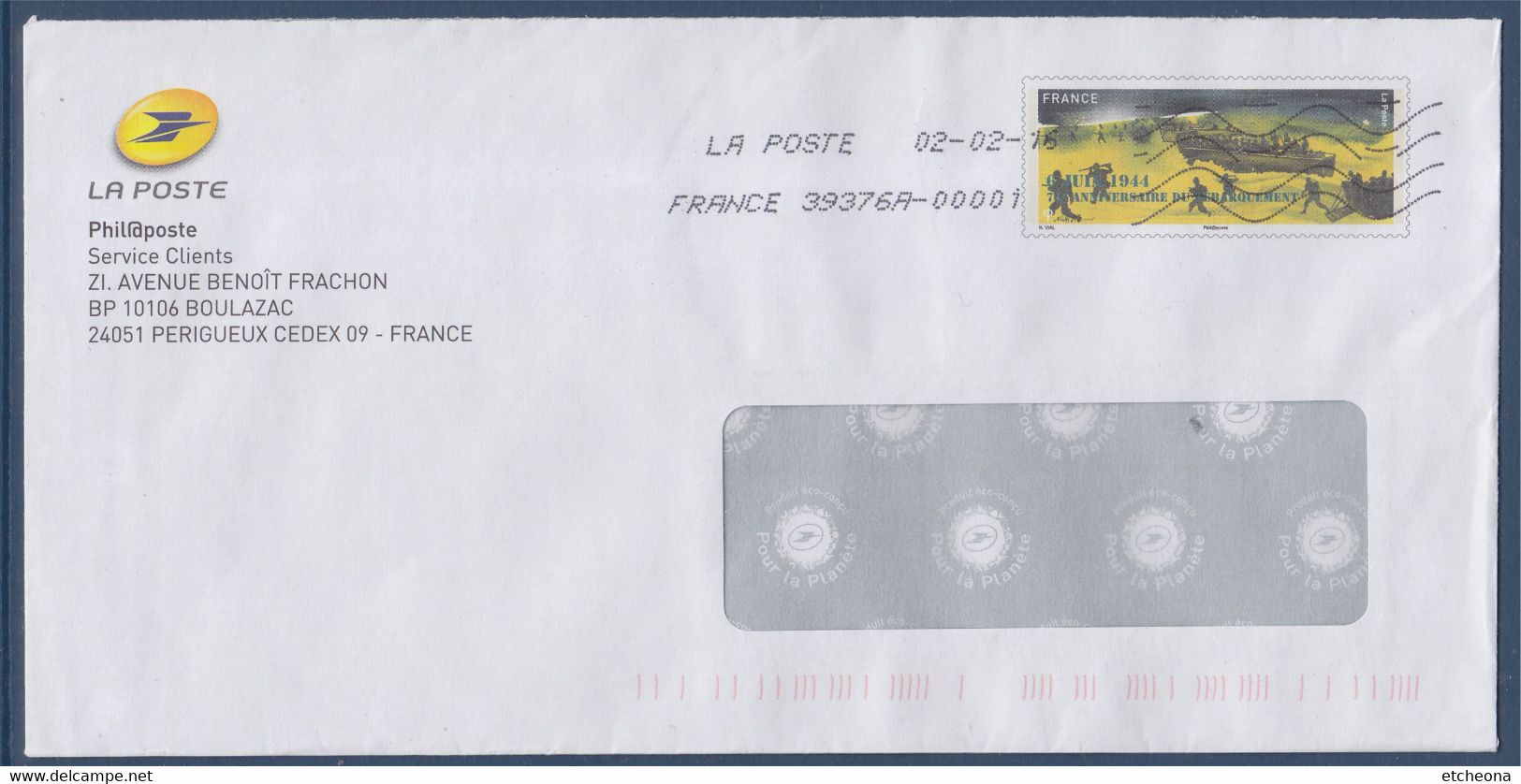 Entier Anniversaire Du Débarquement Juin 1944 Enveloppe Type Timbre 4863 Oblitéré 02.02.16 Origine Phil@poste - PAP: Privé-bijwerking