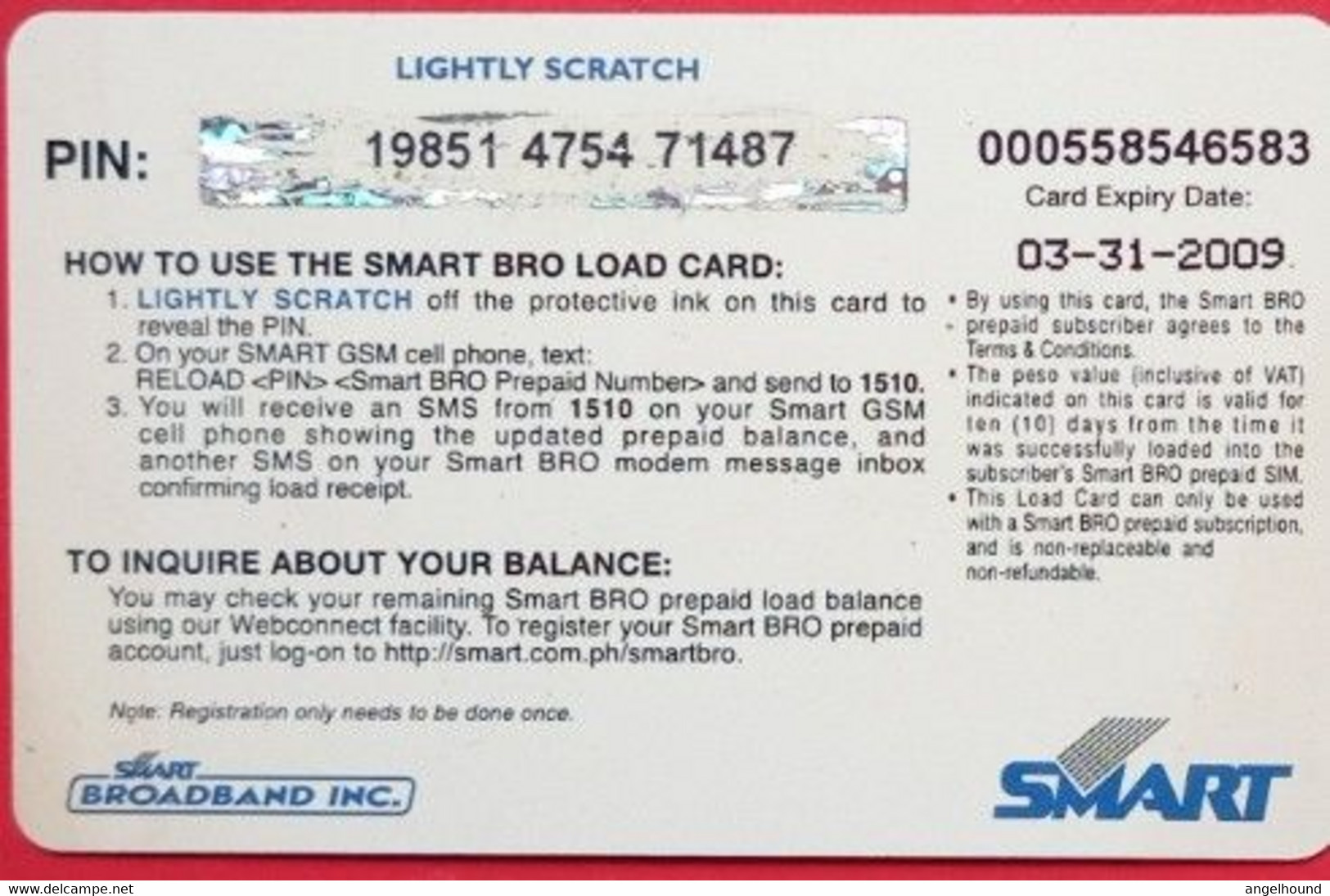 Smart Bro Reload Card - Philippinen