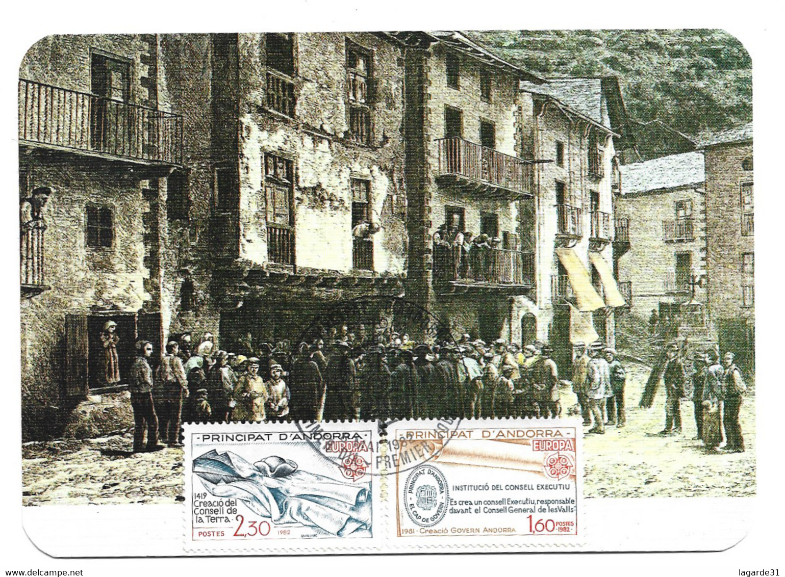 Carte Premier Jour  Andorre - Una Visura - Une Descente De Justice - Andorra 1982 - Autres & Non Classés