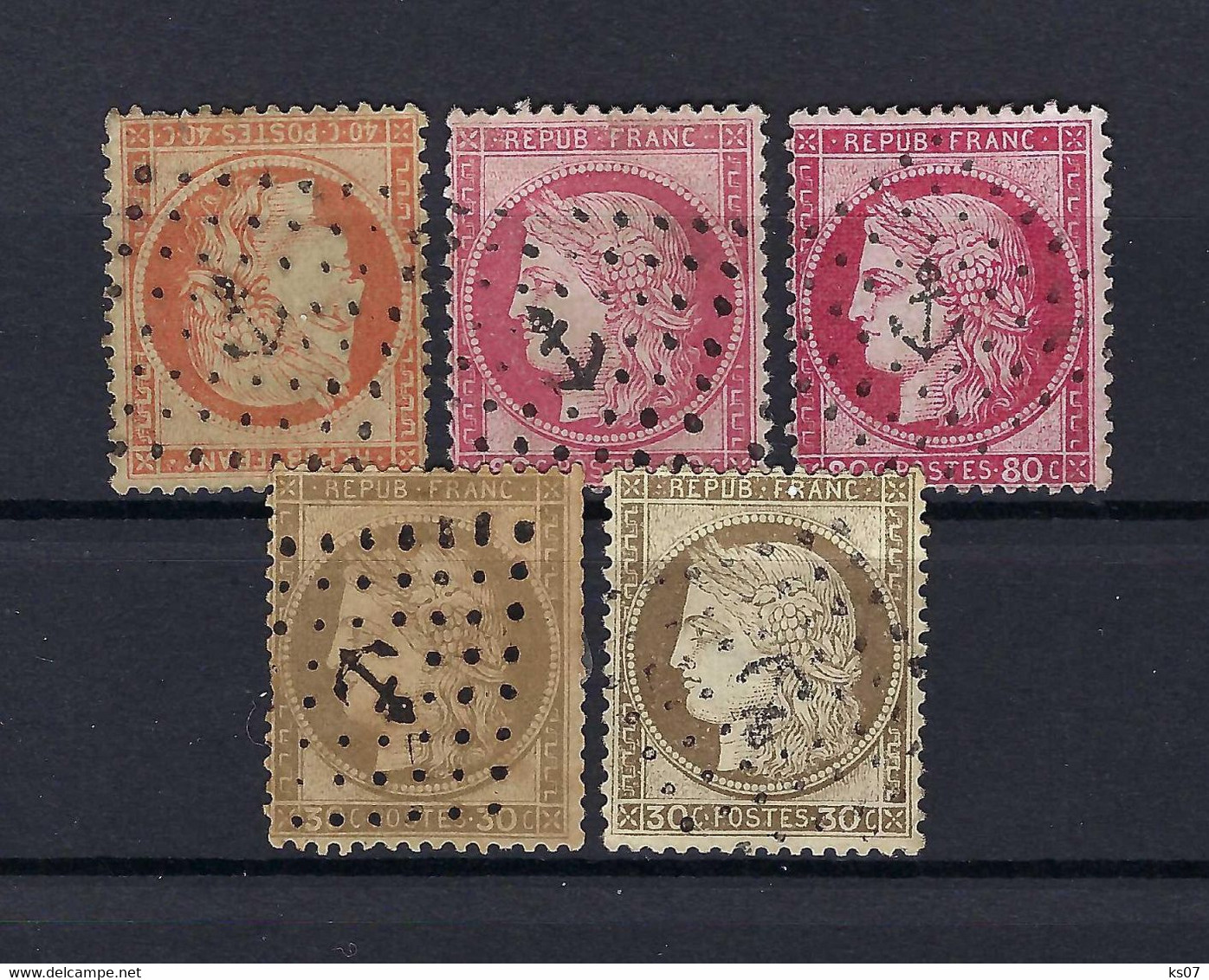 Frankreich Lot Ankerstempel Auf Ceres - 1871-1875 Cérès