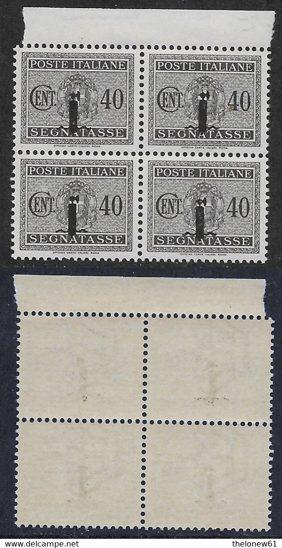 Italia Italy 1944 RSI Segnatasse Fascio C40 Quartina Bordo Sa N.S65 Nuovo Integro MNH ** - Postage Due