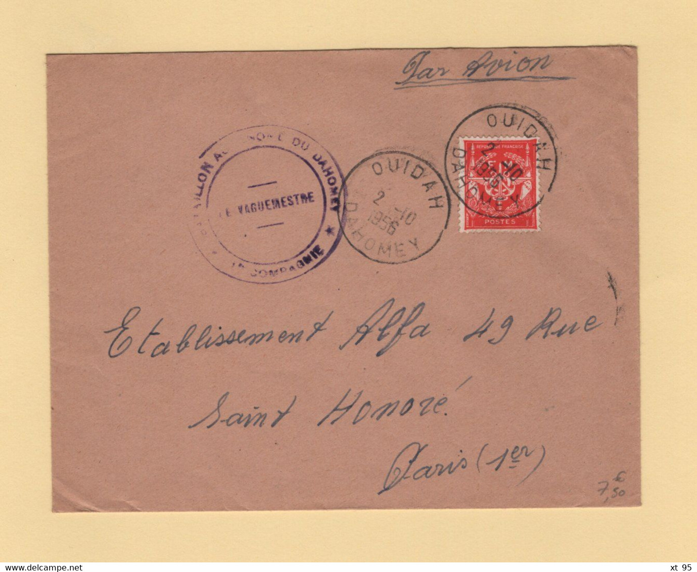 Timbre FM - Dahomey - Ouidah - 1956 - Militärische Franchisemarken