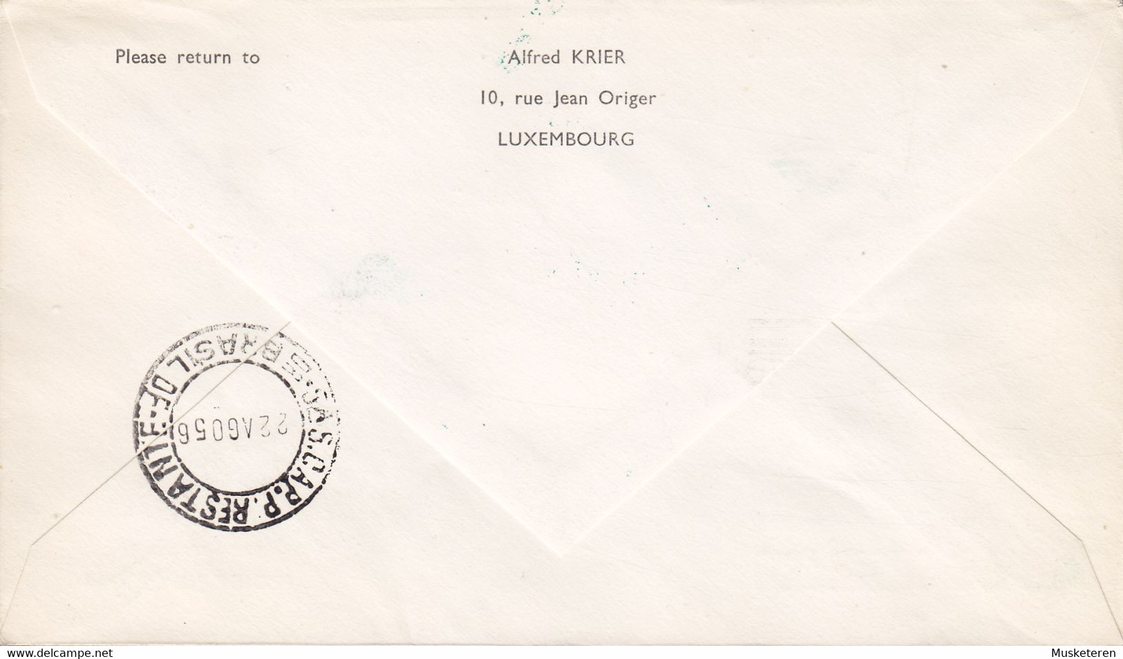 Luxembourg LUFTHANSA Wiederaufnahme Flugverkehrs Mit Südamerika LUXEMBOURG - RIO DE JANEIRO 1956 Cover Lettre Brief - Brieven En Documenten
