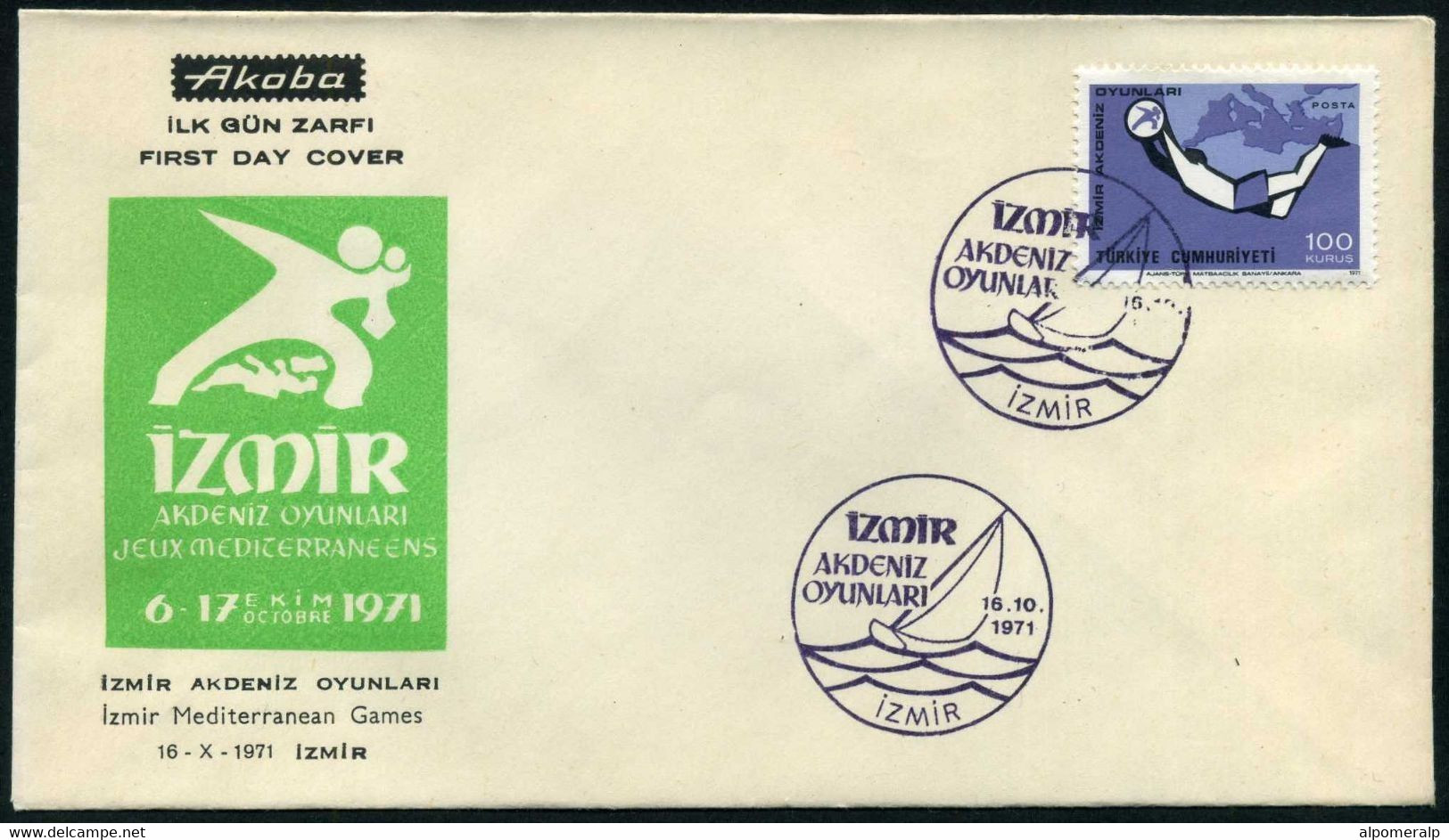 Türkiye 1971 Sailing, Izmir Mediterranean Games | Special Cover, Oct. 16 - Cartas & Documentos