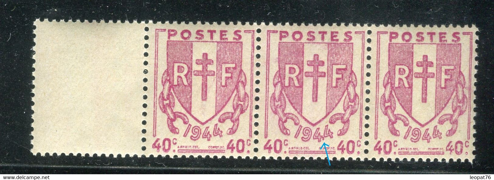 Variété Sur N°Yvert 672 - 1 Exemplaire Avec Virgule Entre Les Chiffres 4 De 1944 Dans Une Bde 3 - Neufs ** - Réf V 876 - Unused Stamps