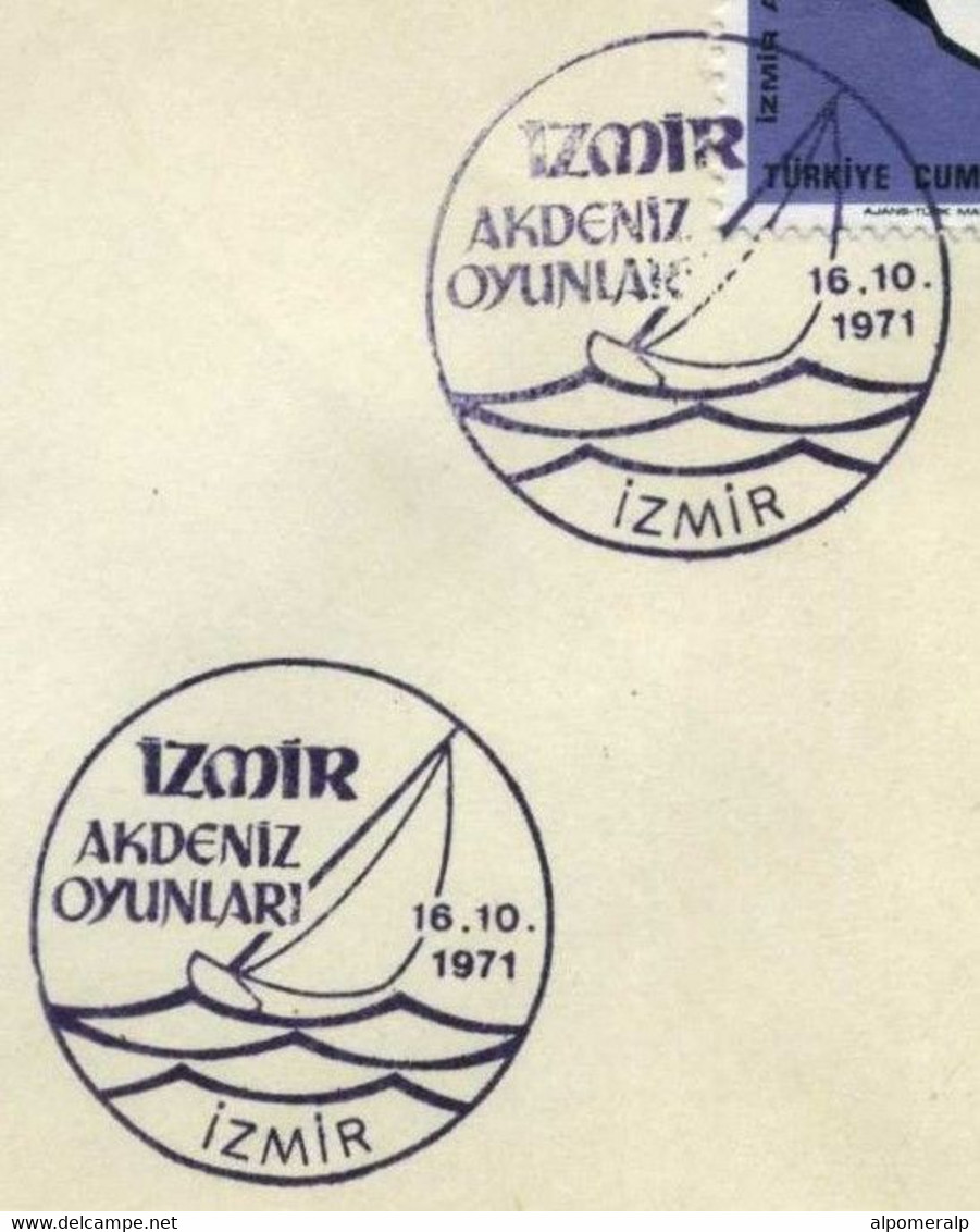 Türkiye 1971 Sailing, Izmir Mediterranean Games | Special Cover, Oct. 16 - Brieven En Documenten