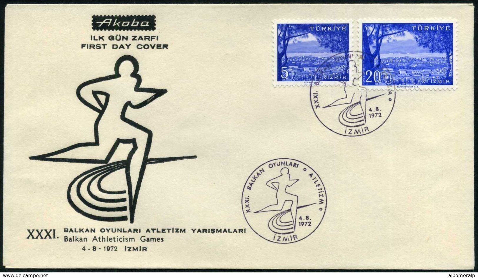 Turkey 1972 Balkan Athleticism Games, Athletics | Special Cover, Izmir, Aug. 4 - Brieven En Documenten