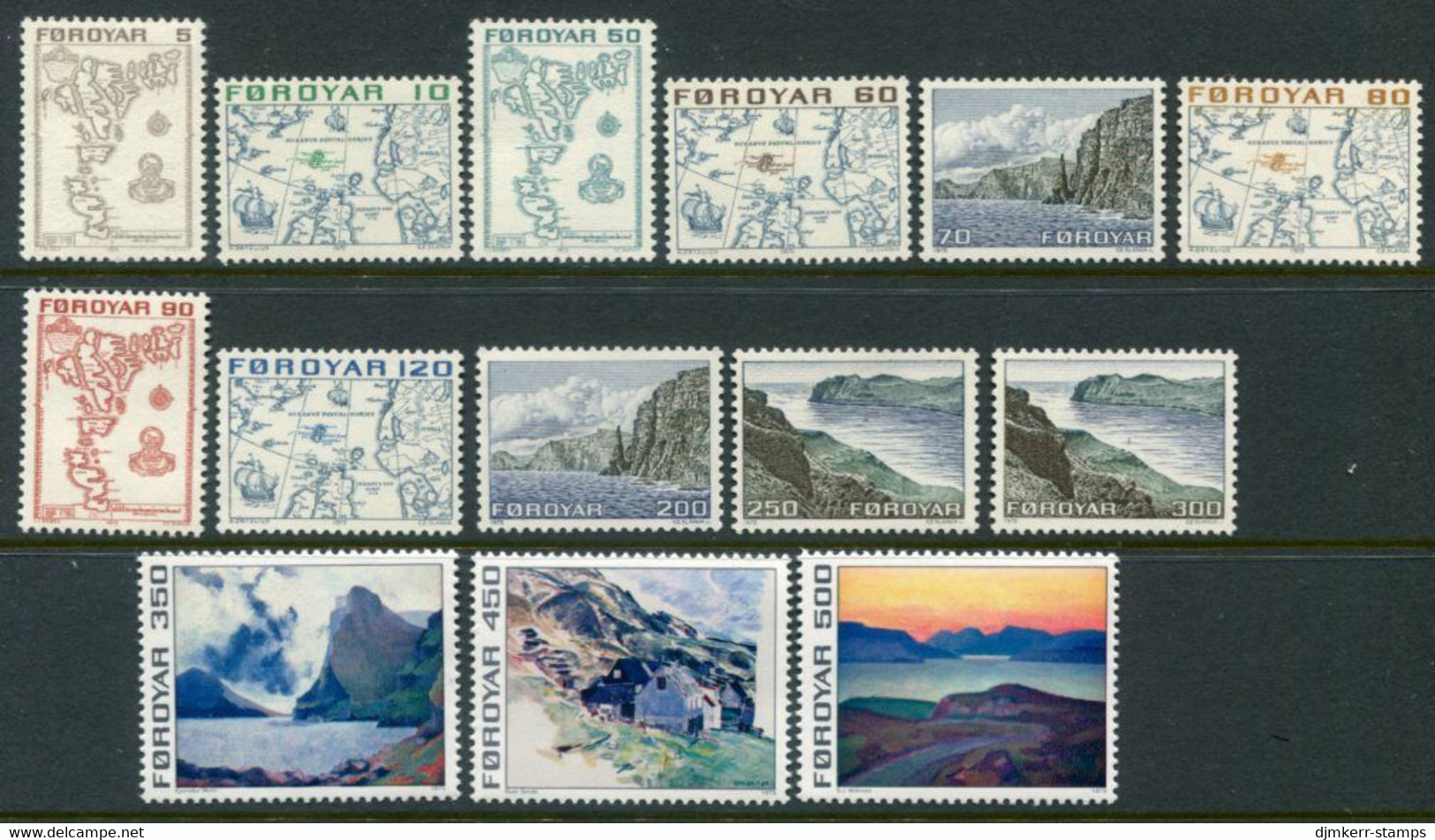 FAEROE ISLANDS 1975 Definitive Set Of 14 MNH / **.  Michel 7-20 - Islas Faeroes